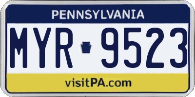 PA license plate MYR9523