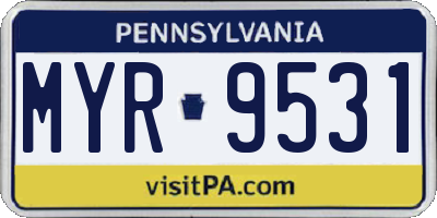 PA license plate MYR9531