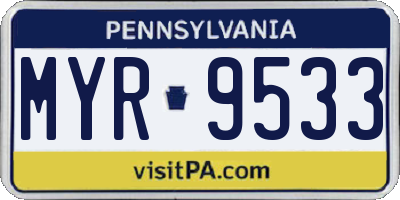 PA license plate MYR9533