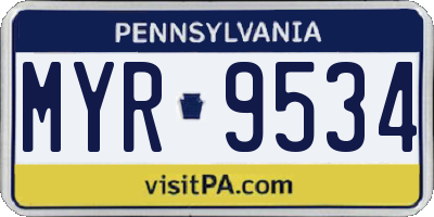 PA license plate MYR9534