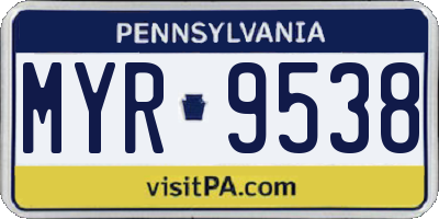PA license plate MYR9538