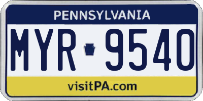 PA license plate MYR9540