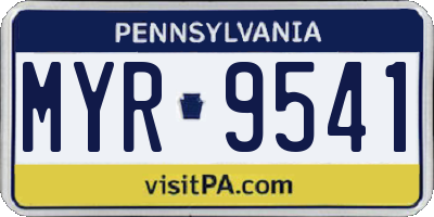 PA license plate MYR9541