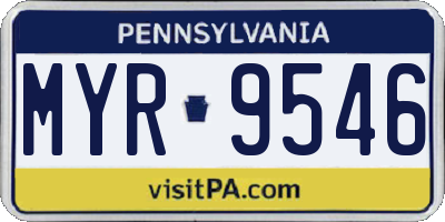 PA license plate MYR9546