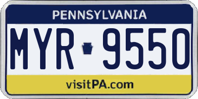 PA license plate MYR9550