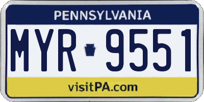 PA license plate MYR9551