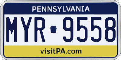 PA license plate MYR9558
