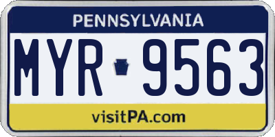 PA license plate MYR9563