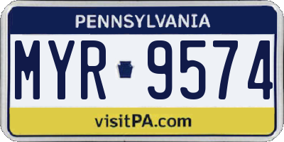 PA license plate MYR9574
