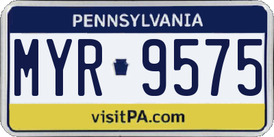 PA license plate MYR9575