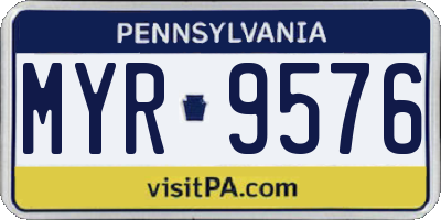 PA license plate MYR9576