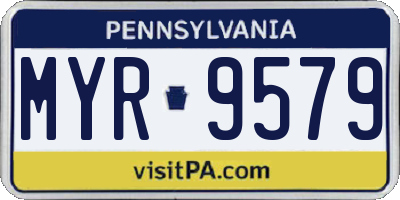 PA license plate MYR9579
