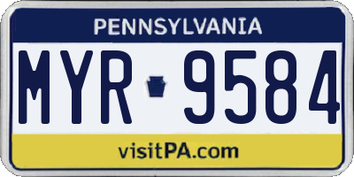 PA license plate MYR9584