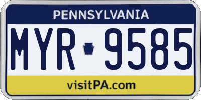 PA license plate MYR9585