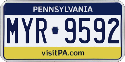 PA license plate MYR9592