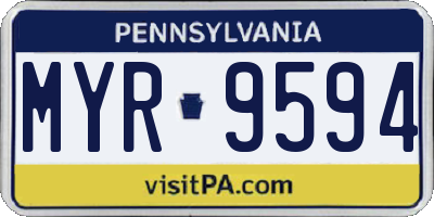 PA license plate MYR9594