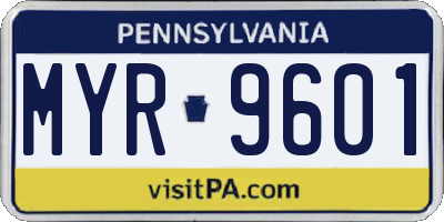 PA license plate MYR9601