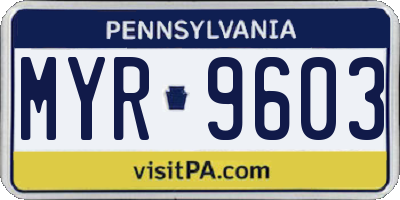 PA license plate MYR9603