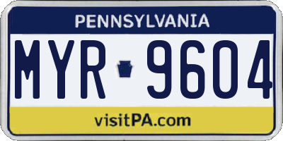 PA license plate MYR9604