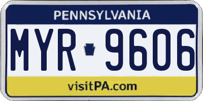PA license plate MYR9606