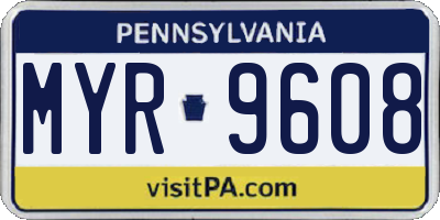 PA license plate MYR9608