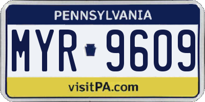 PA license plate MYR9609