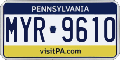 PA license plate MYR9610