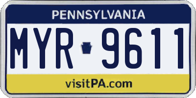 PA license plate MYR9611