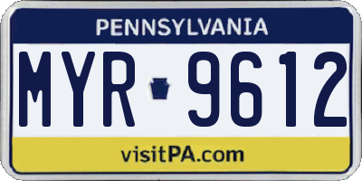 PA license plate MYR9612
