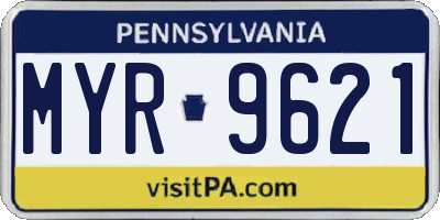 PA license plate MYR9621