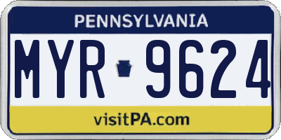 PA license plate MYR9624