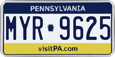 PA license plate MYR9625