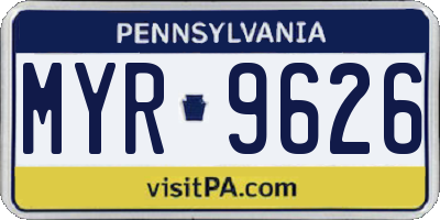 PA license plate MYR9626