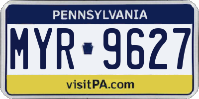 PA license plate MYR9627