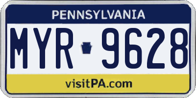 PA license plate MYR9628