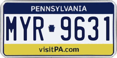 PA license plate MYR9631