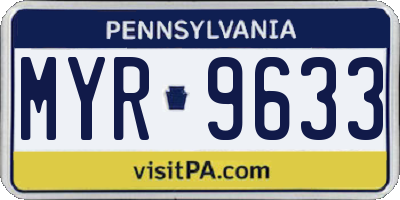 PA license plate MYR9633