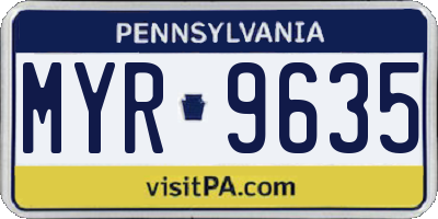 PA license plate MYR9635