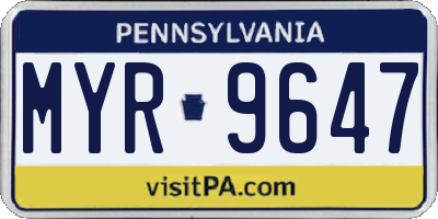 PA license plate MYR9647