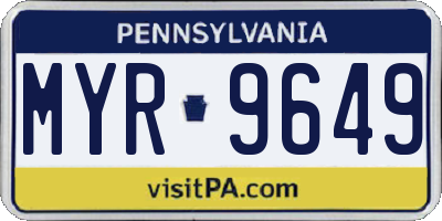 PA license plate MYR9649