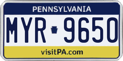 PA license plate MYR9650
