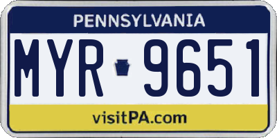 PA license plate MYR9651