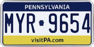 PA license plate MYR9654