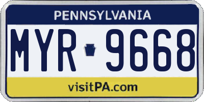 PA license plate MYR9668