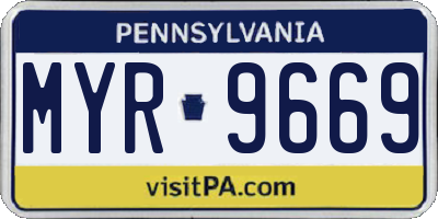 PA license plate MYR9669