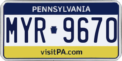 PA license plate MYR9670