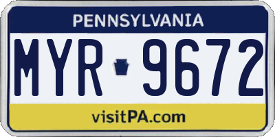 PA license plate MYR9672