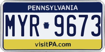 PA license plate MYR9673