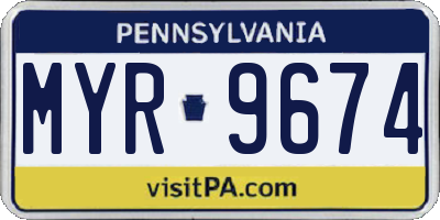 PA license plate MYR9674