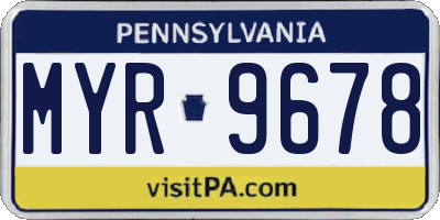 PA license plate MYR9678
